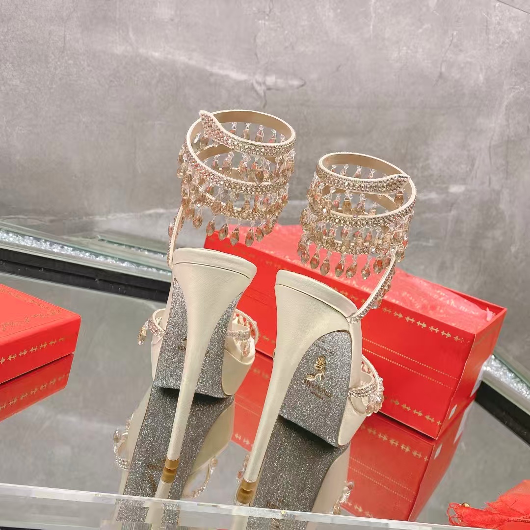 [TOP] Rene Caovilla 12.5cm RC CHANDELIER High Heels Sandals - Beige