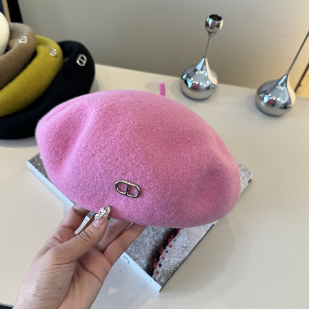 [TOP] HERMES Beret Hat - Pink