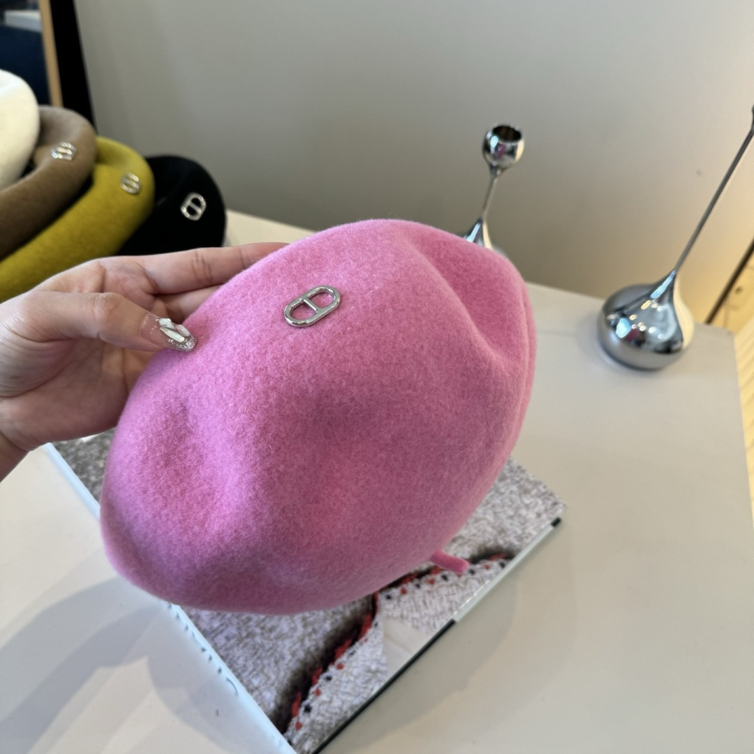 [TOP] HERMES Beret Hat - Pink