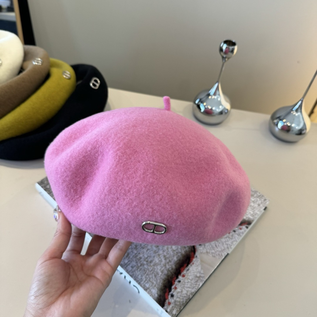 [TOP] HERMES Beret Hat - Pink
