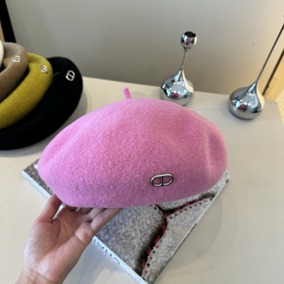 [TOP] HERMES Beret Hat - Pink