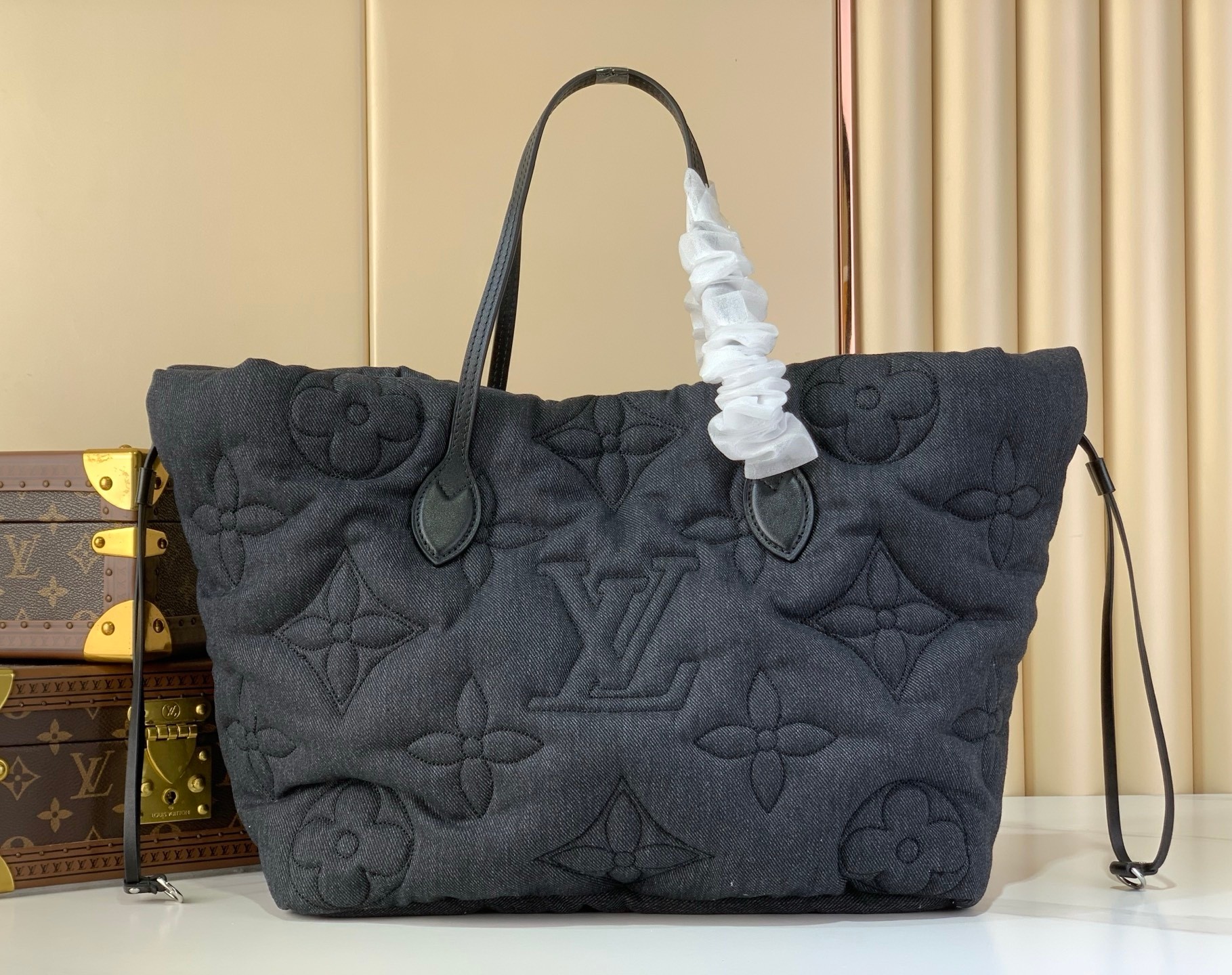 [TOP] Louis Vuitton LV Neverfull Inside Out MM Bag Monogram 18x32x56cm - Denim Gray