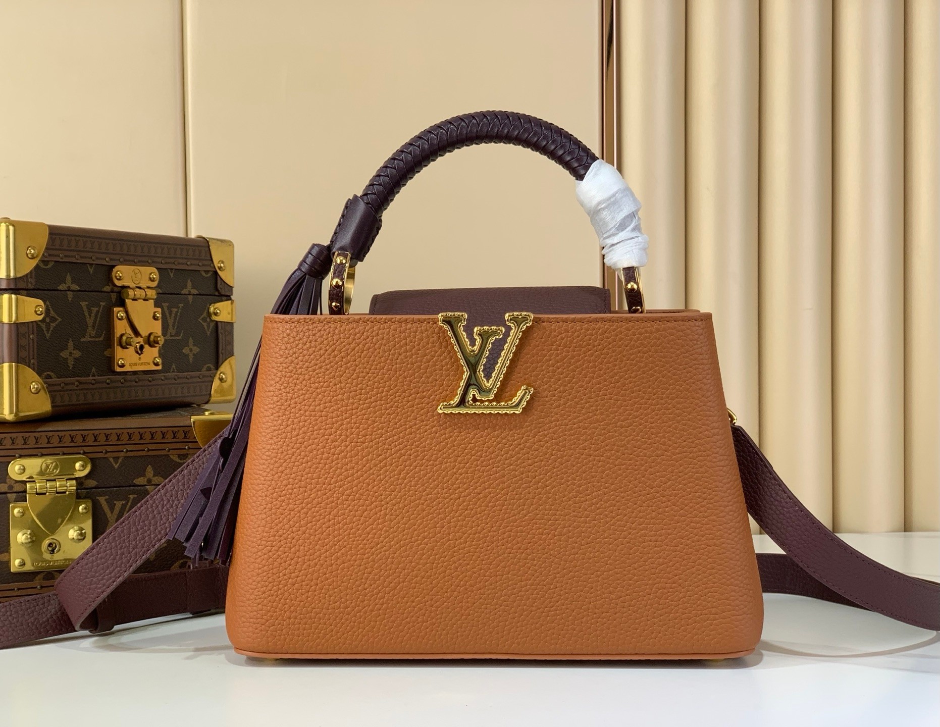 [TOP] Louis Vuitton LV Capucines Bag 21cm/27cm - Brown and Purple