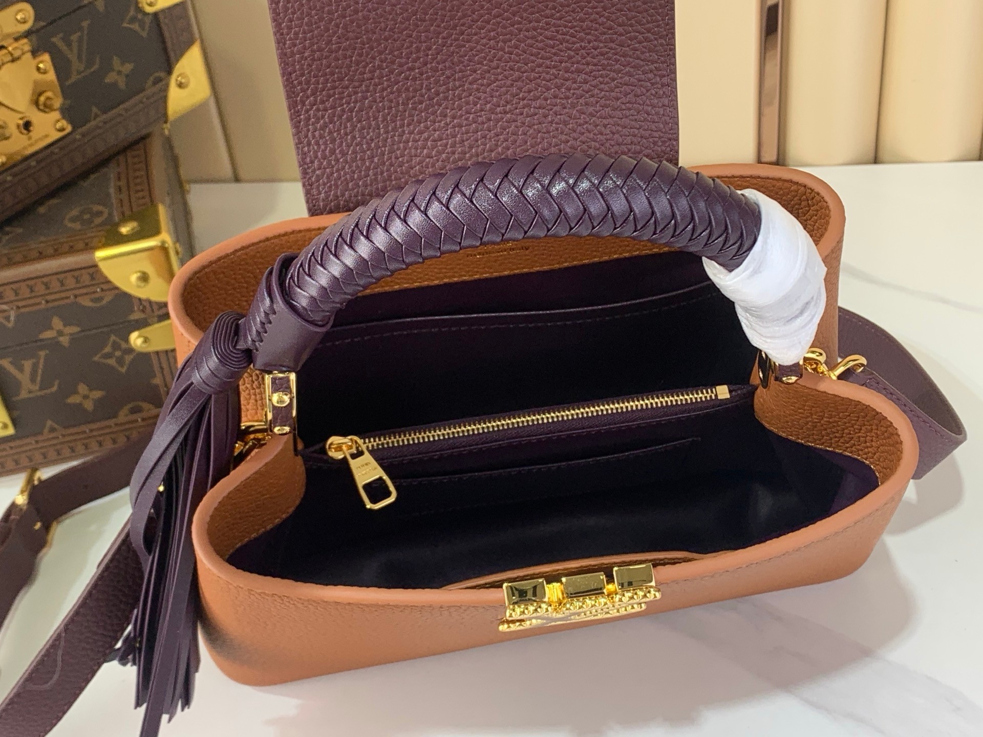 [TOP] Louis Vuitton LV Capucines Bag 21cm/27cm - Brown and Purple