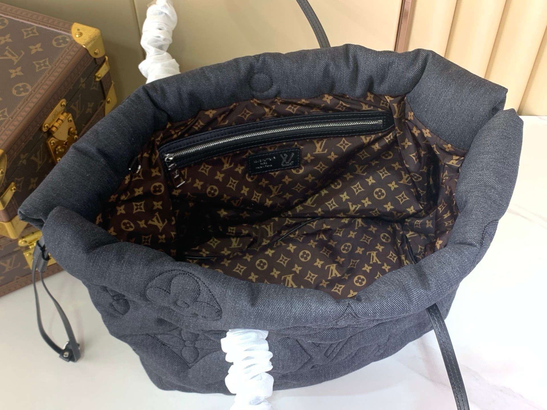 [TOP] Louis Vuitton LV Neverfull Inside Out MM Bag Monogram 18x32x56cm - Denim Gray