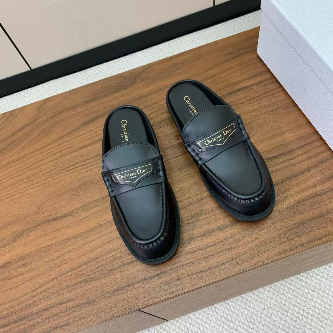 [TOP] Christian Dior Loafer Mules - Black