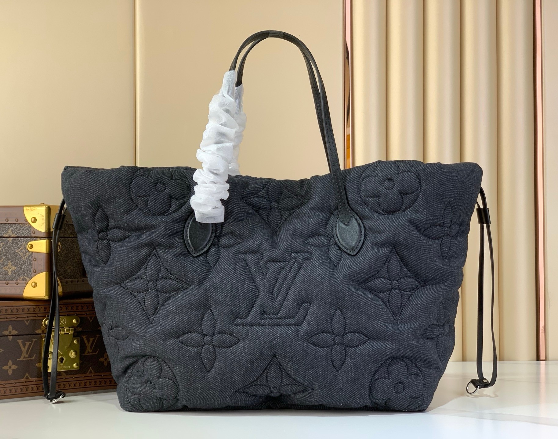 [TOP] Louis Vuitton LV Neverfull Inside Out MM Bag Monogram 18x32x56cm - Denim Gray