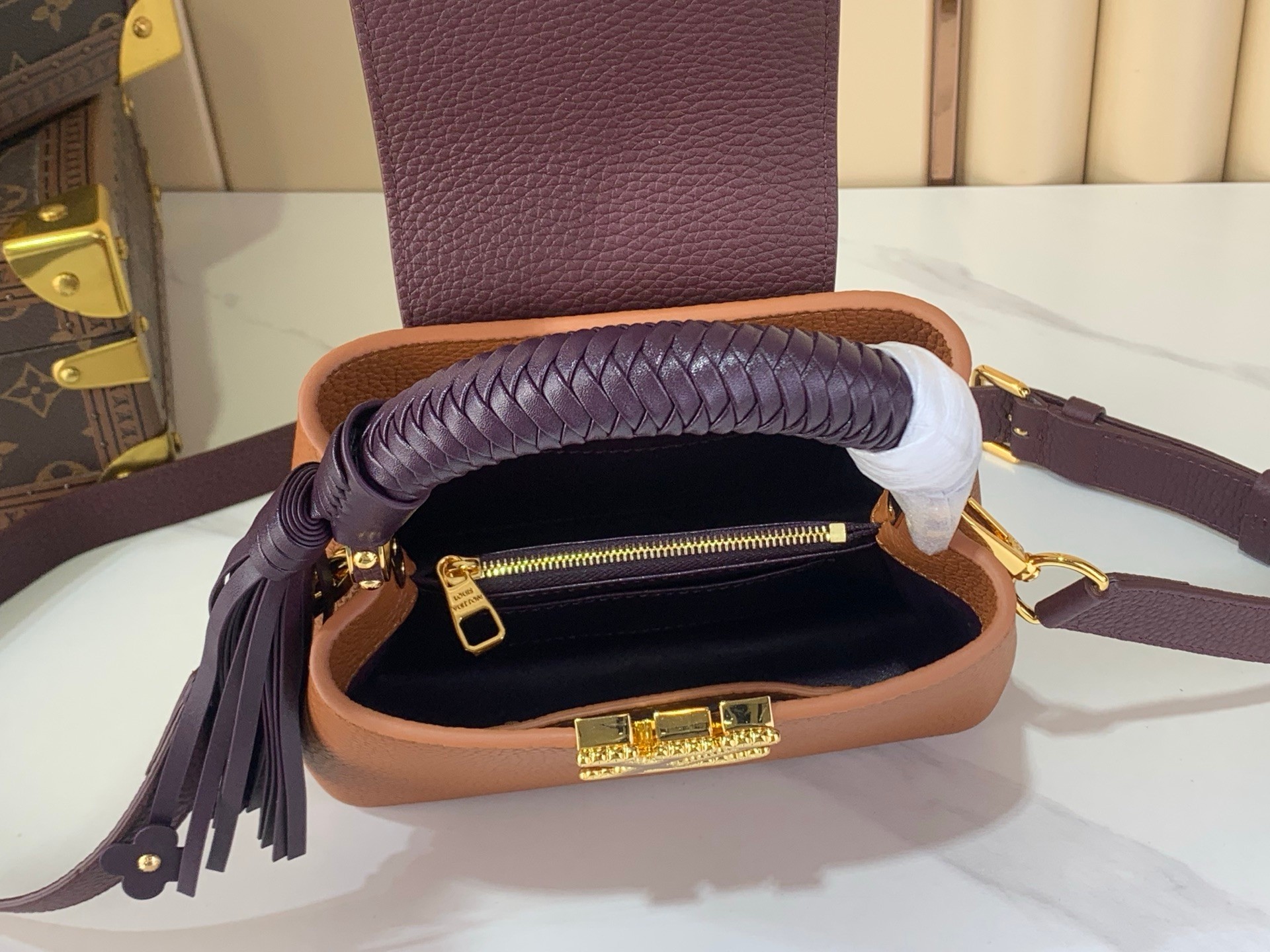 [TOP] Louis Vuitton LV Capucines Bag 21cm/27cm - Brown and Purple