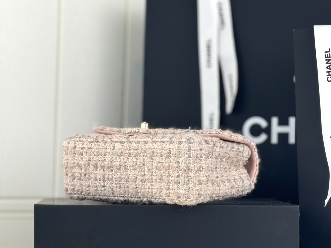 [TOP] CHANEL Wool Tweed Flap Bag 20cm/25cm - Pink and Gray