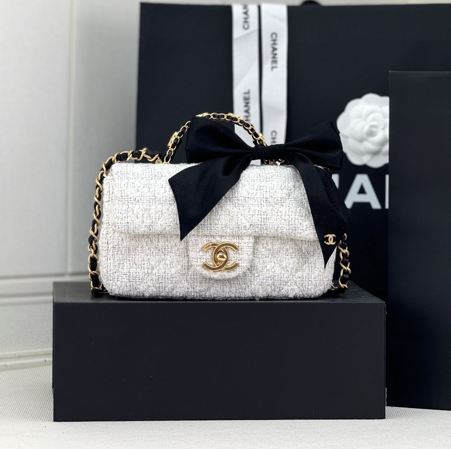 [TOP] CHANEL Flap Bag with Handle 20x13x6cm - 2 Color