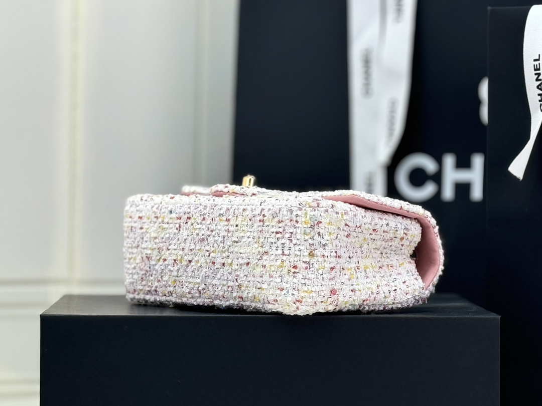 [TOP] CHANEL Wool Tweed Flap Bag 20cm/25cm - Pink and Beige