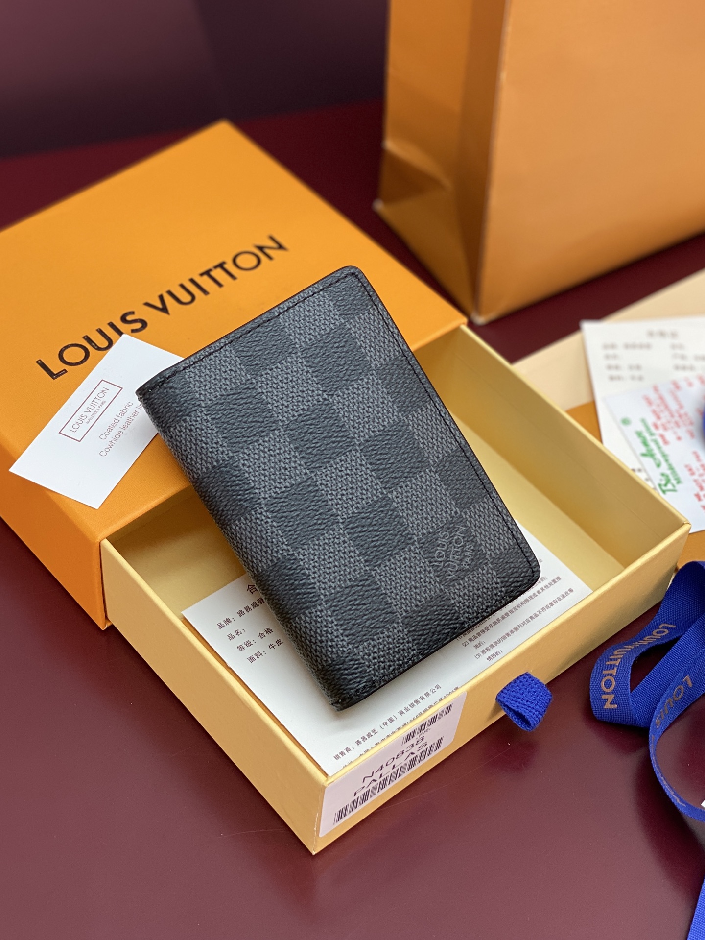 [TOP] Louis Vuitton LV  Card Holder Cowhide 11x8cm - Black