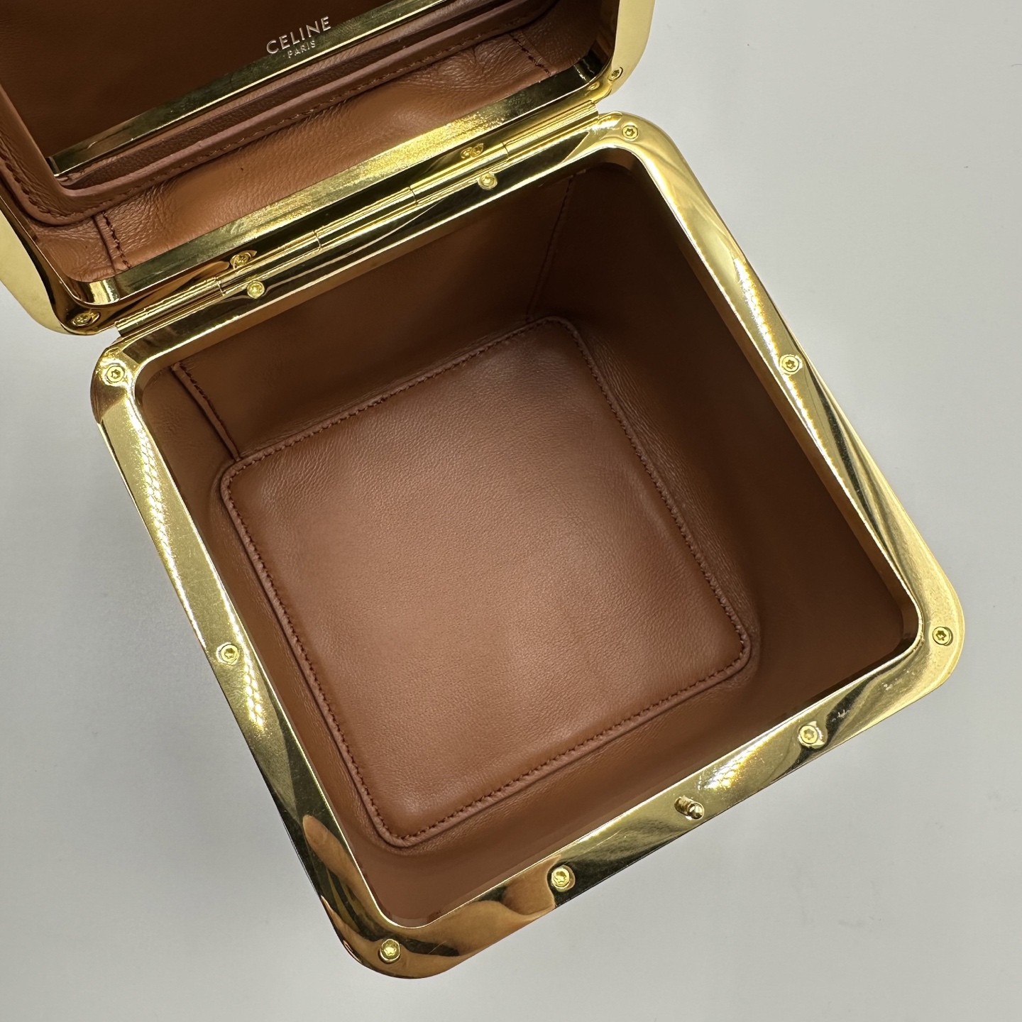 [TOP] CELINE TRIOMPHE FRAME Bag 12.5x12.5x12.5cm - Brown