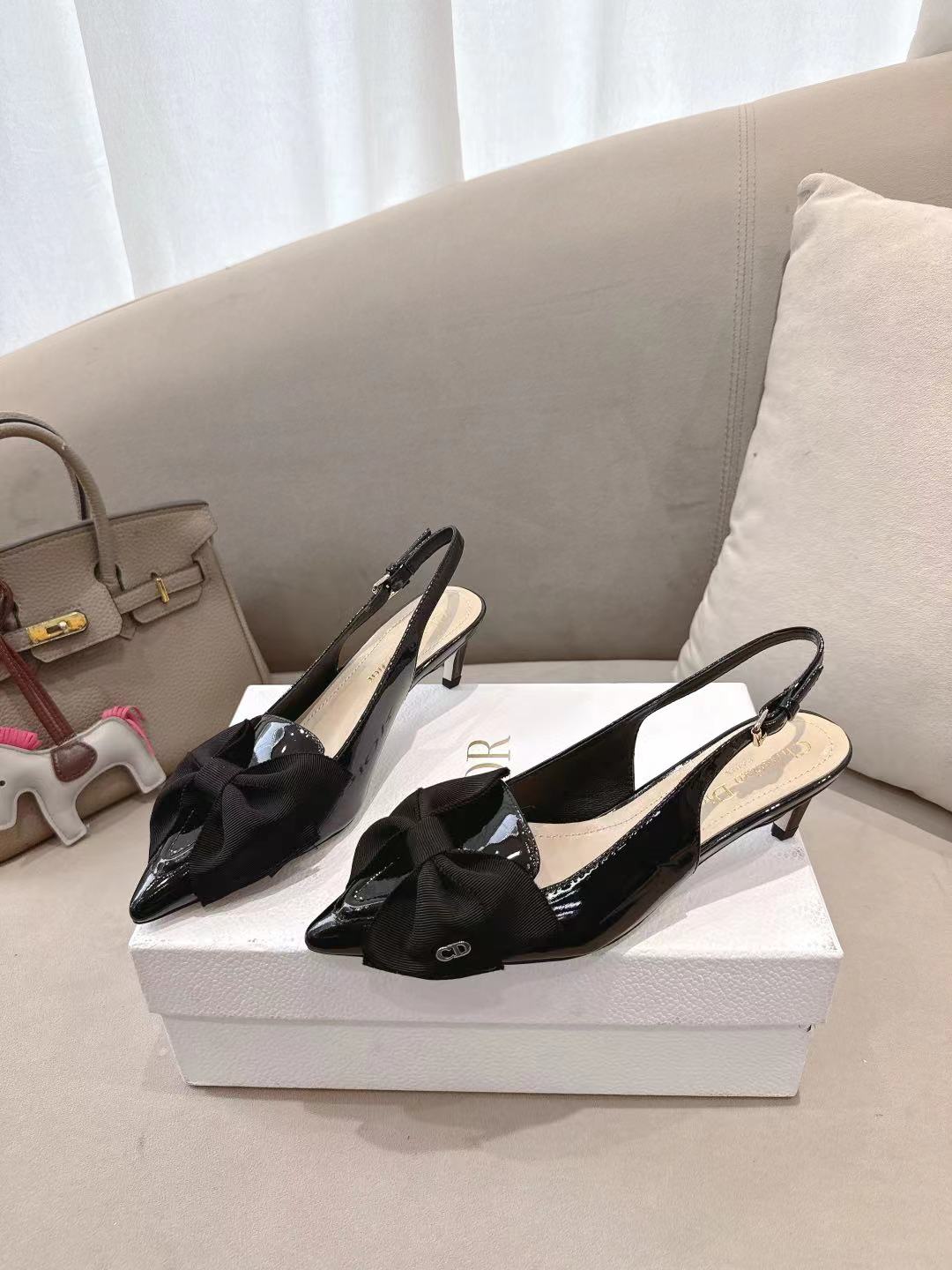 [TOP] Christian Dior Mules with Bow - Black
