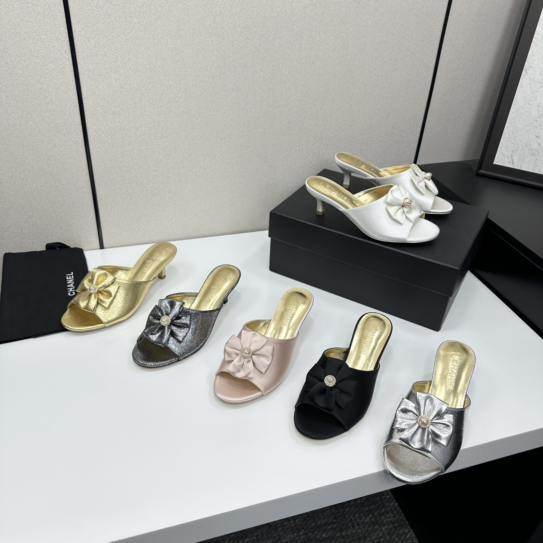 [TOP] CHANEL 5cm Mid Heel Slides - 6 Color