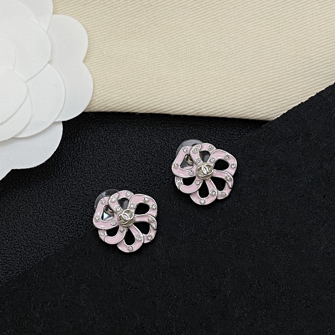 [TOP] CHANEL CC Earrings - Pink