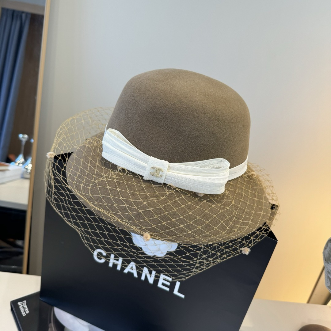 [TOP] CHANEL Wool Hat - Khaki