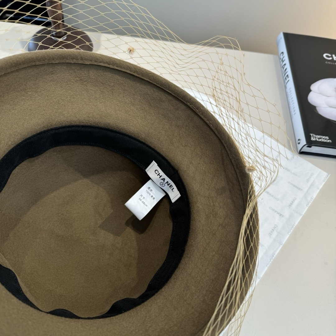 [TOP] CHANEL Wool Hat - Khaki