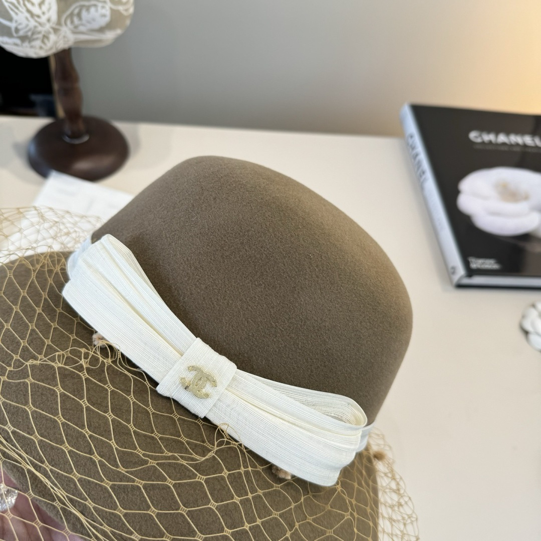 [TOP] CHANEL Wool Hat - Khaki