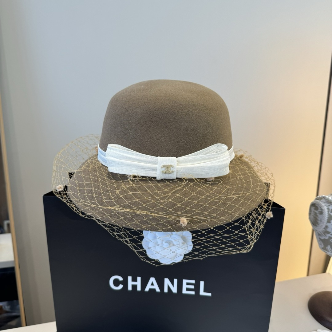 [TOP] CHANEL Wool Hat - Khaki