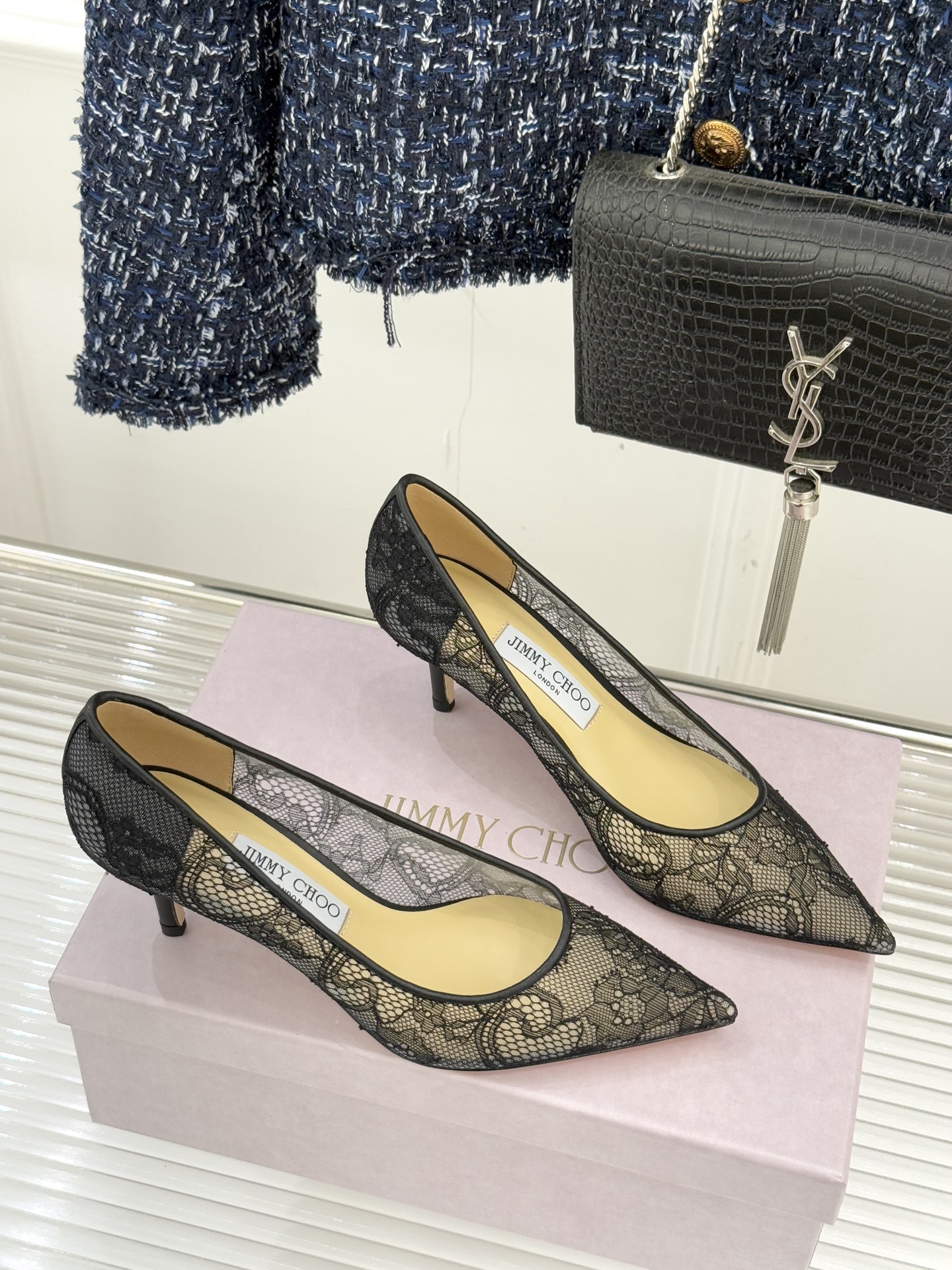 [TOP] Jimmy Choo 6.5cm/8.5cm Lace Pumps - 3 Color
