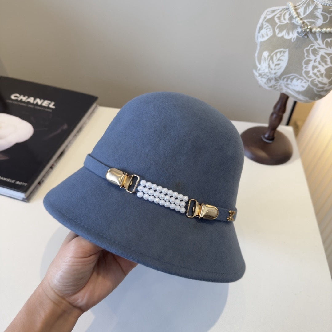 [TOP] CELINE Cashmere Bucket Hat - Blue