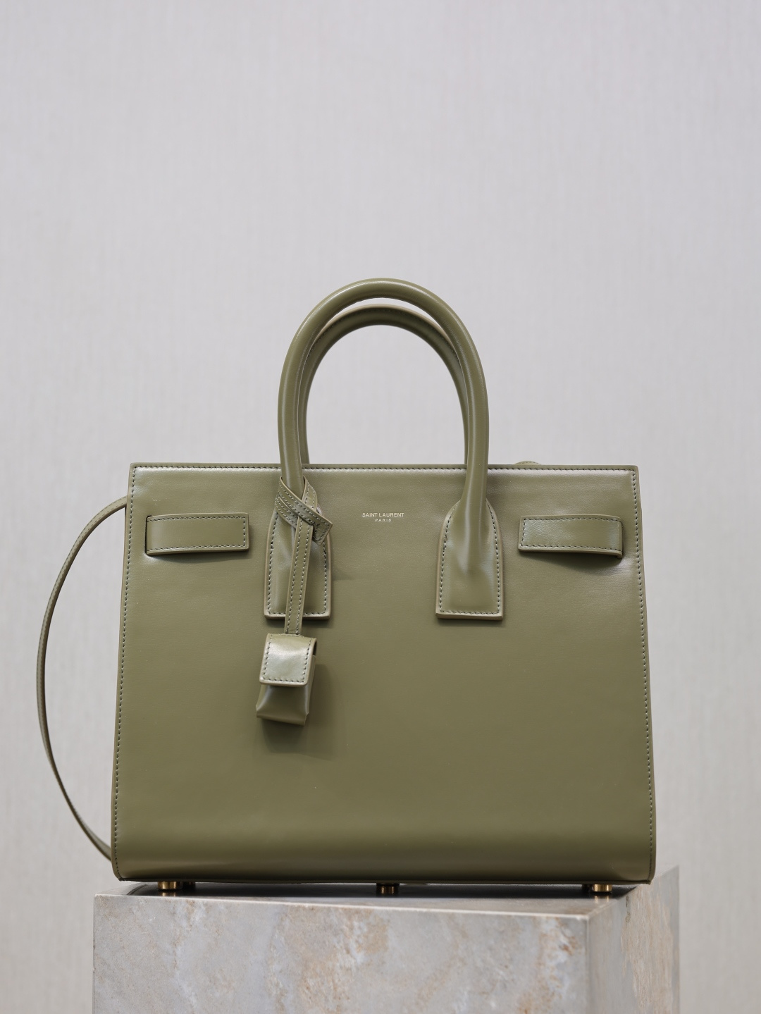 [TOP] Yves Saint Laurent YSL Sac De Jour Patent Leather Bag 32×25.5×15.5cm- Green