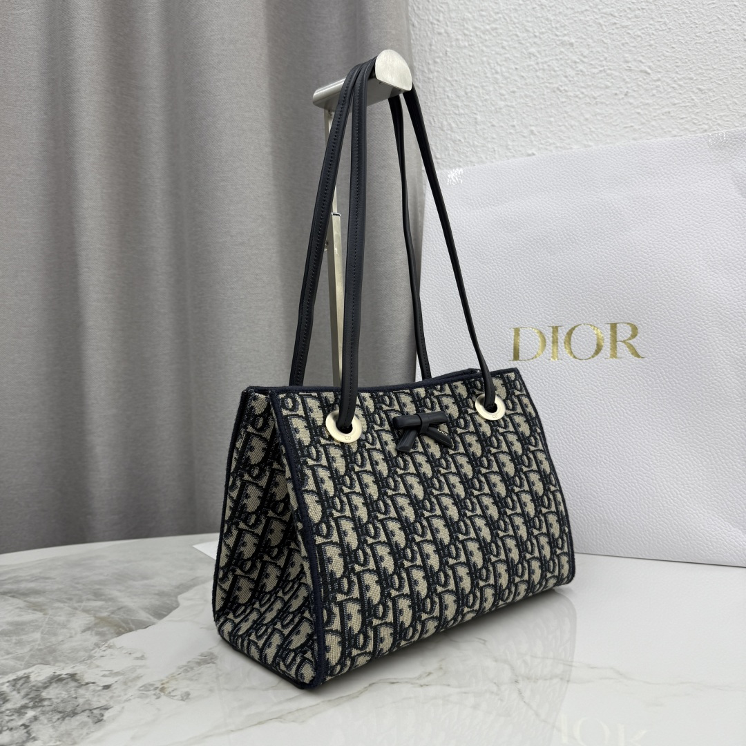 [TOP] Christian Dior Oblique Bow Shopping Bag 27x19x13.5cm - GHW