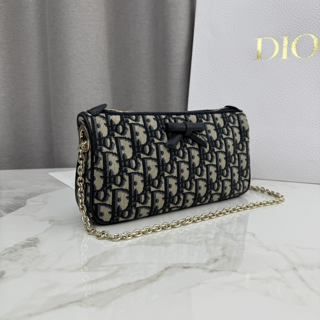 [TOP] Christian Dior Oblique Bow Bag 22x11.5x4.5cm - GHW