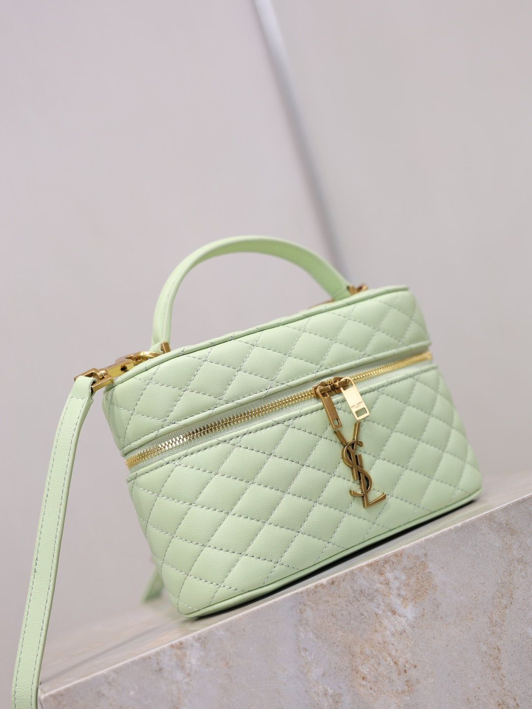 [TOP] Yves Saint Laurent YSL Gaby Mini Makeup Bag 18x11x6.5cm - Mint Green&GWH