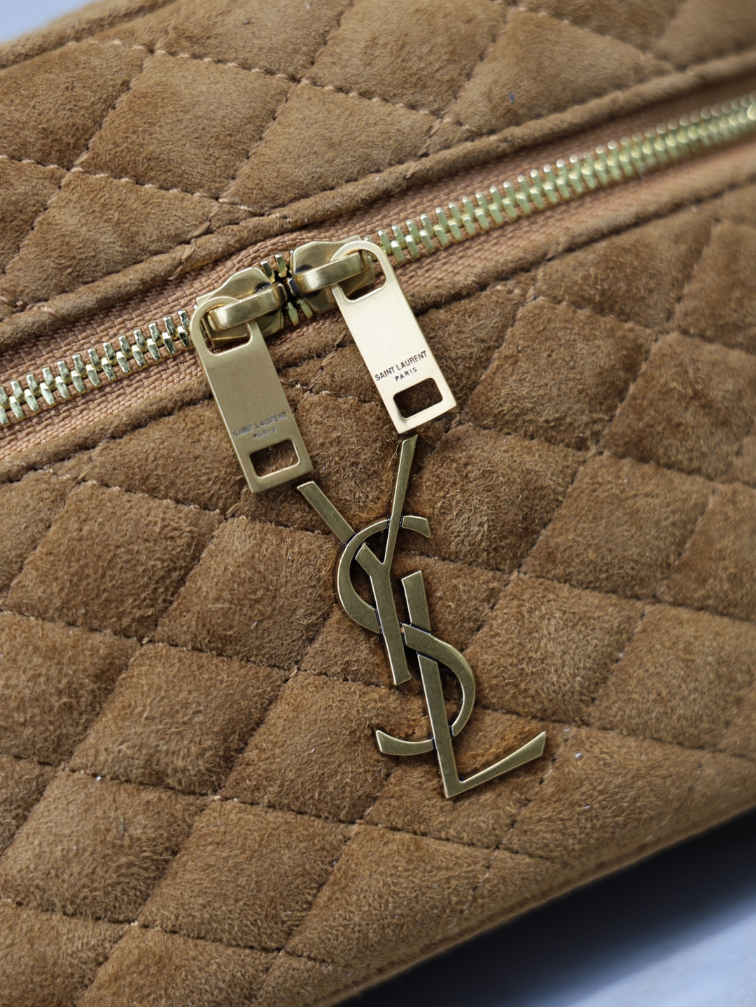 [TOP] Yves Saint Laurent YSL Gaby Mini Suede Makeup Bag 18x11x6.5cm - Brown&GWH