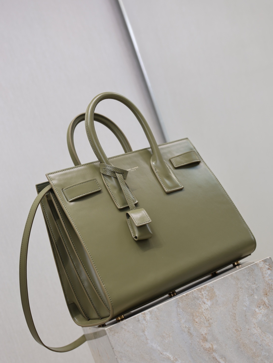 [TOP] Yves Saint Laurent YSL Sac De Jour Patent Leather Bag 32×25.5×15.5cm- Green