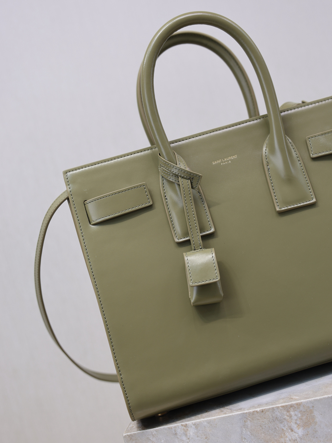 [TOP] Yves Saint Laurent YSL Sac De Jour Patent Leather Bag 32×25.5×15.5cm- Green