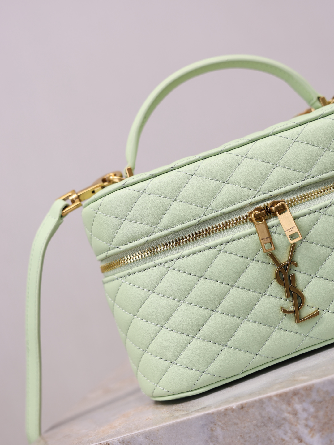 [TOP] Yves Saint Laurent YSL Gaby Mini Makeup Bag 18x11x6.5cm - Mint Green&GWH