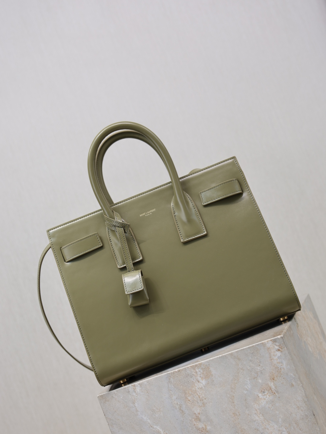[TOP] Yves Saint Laurent YSL Sac De Jour Patent Leather Bag 32×25.5×15.5cm- Green