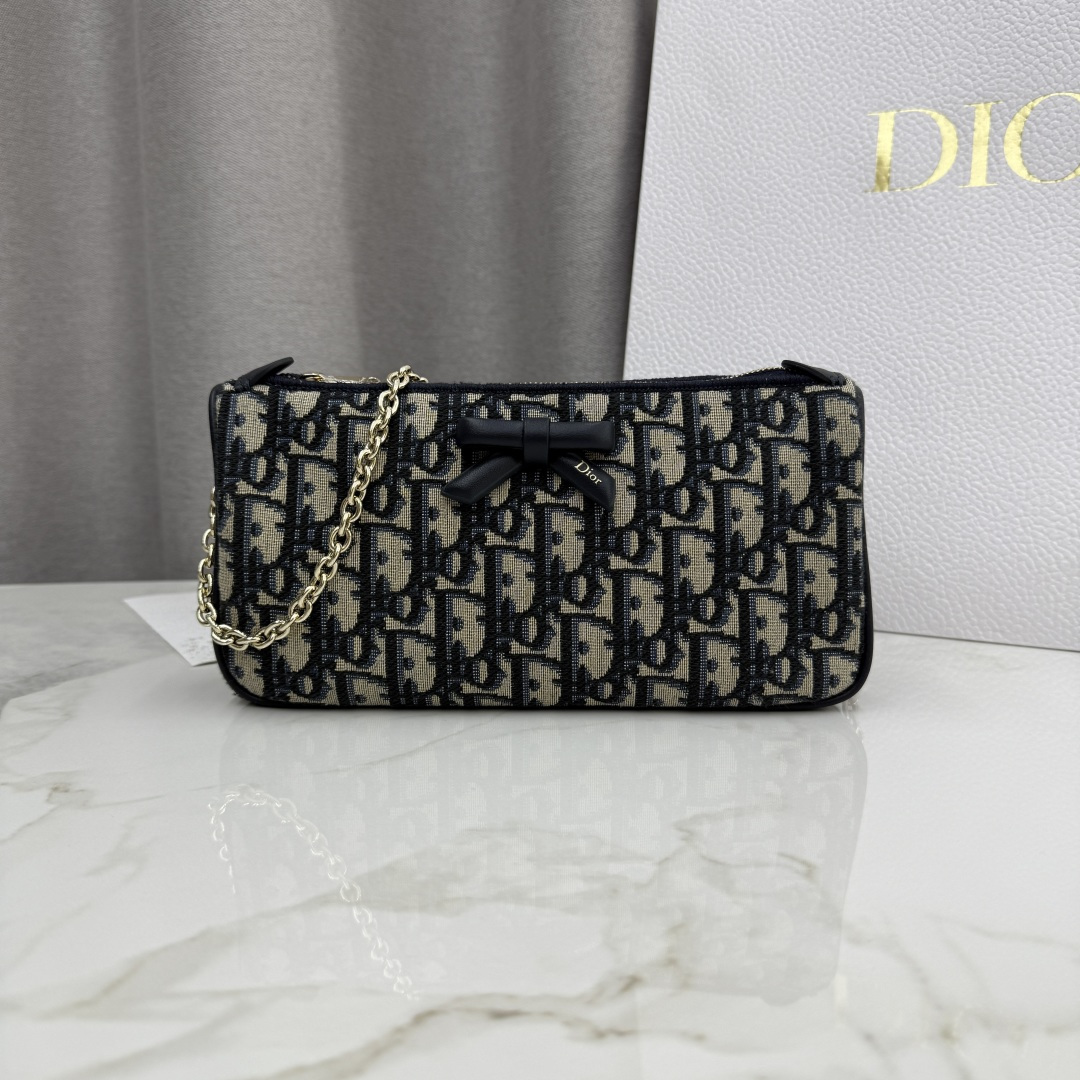 [TOP] Christian Dior Oblique Bow Bag 22x11.5x4.5cm - GHW