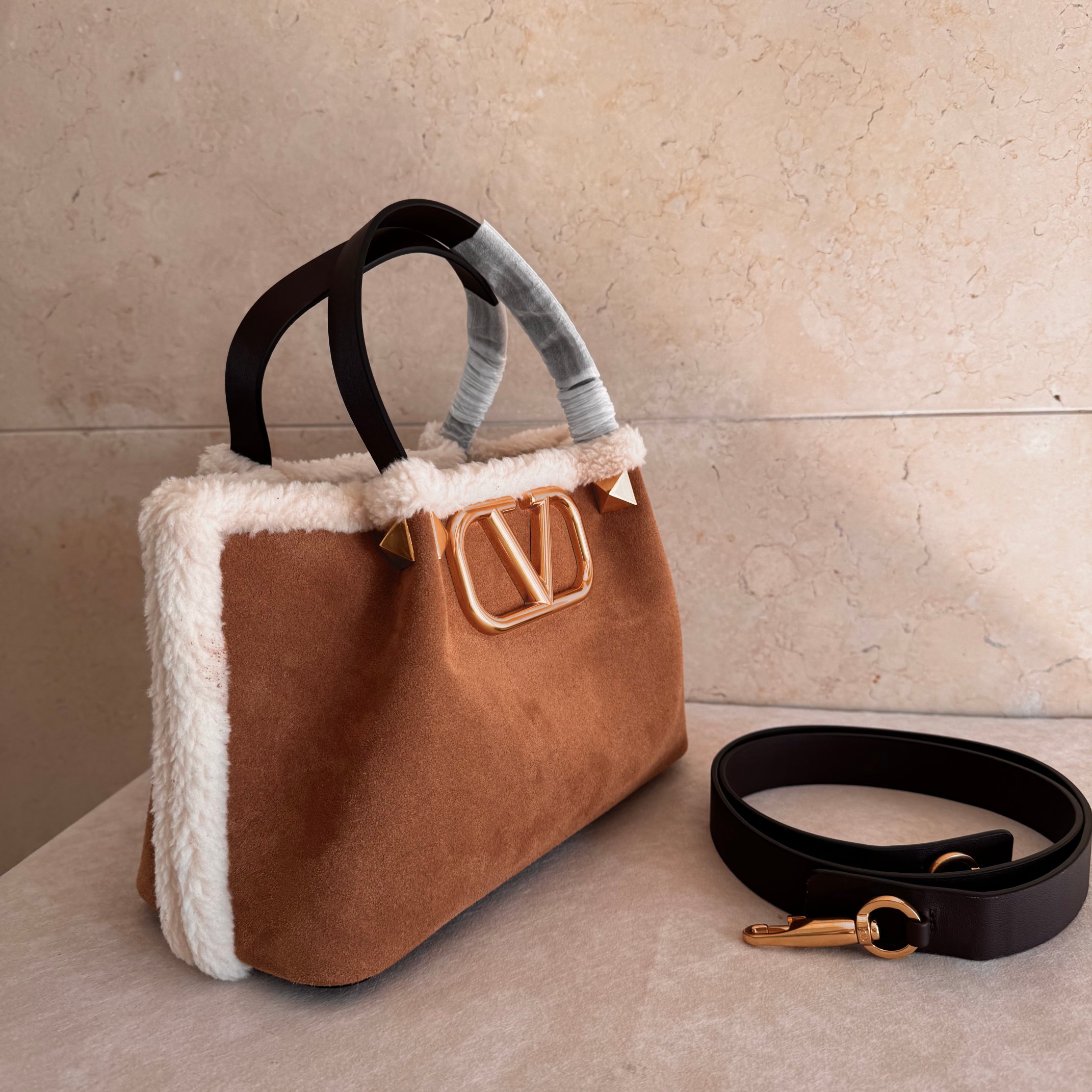 [TOP] VALENTINO Tote Bag 25x18x12cm/35x25x17cm - Brown