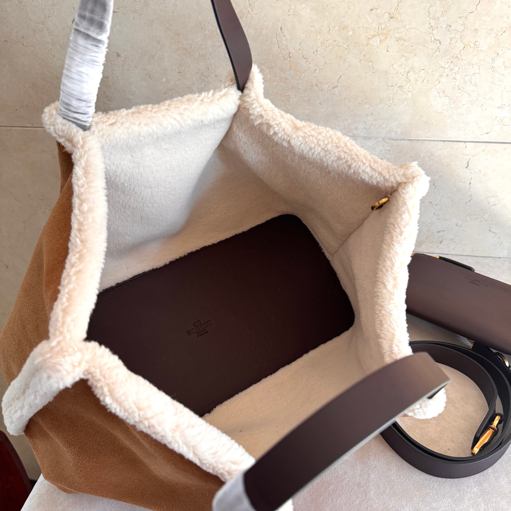[TOP] VALENTINO Tote Bag 25x18x12cm/35x25x17cm - Brown