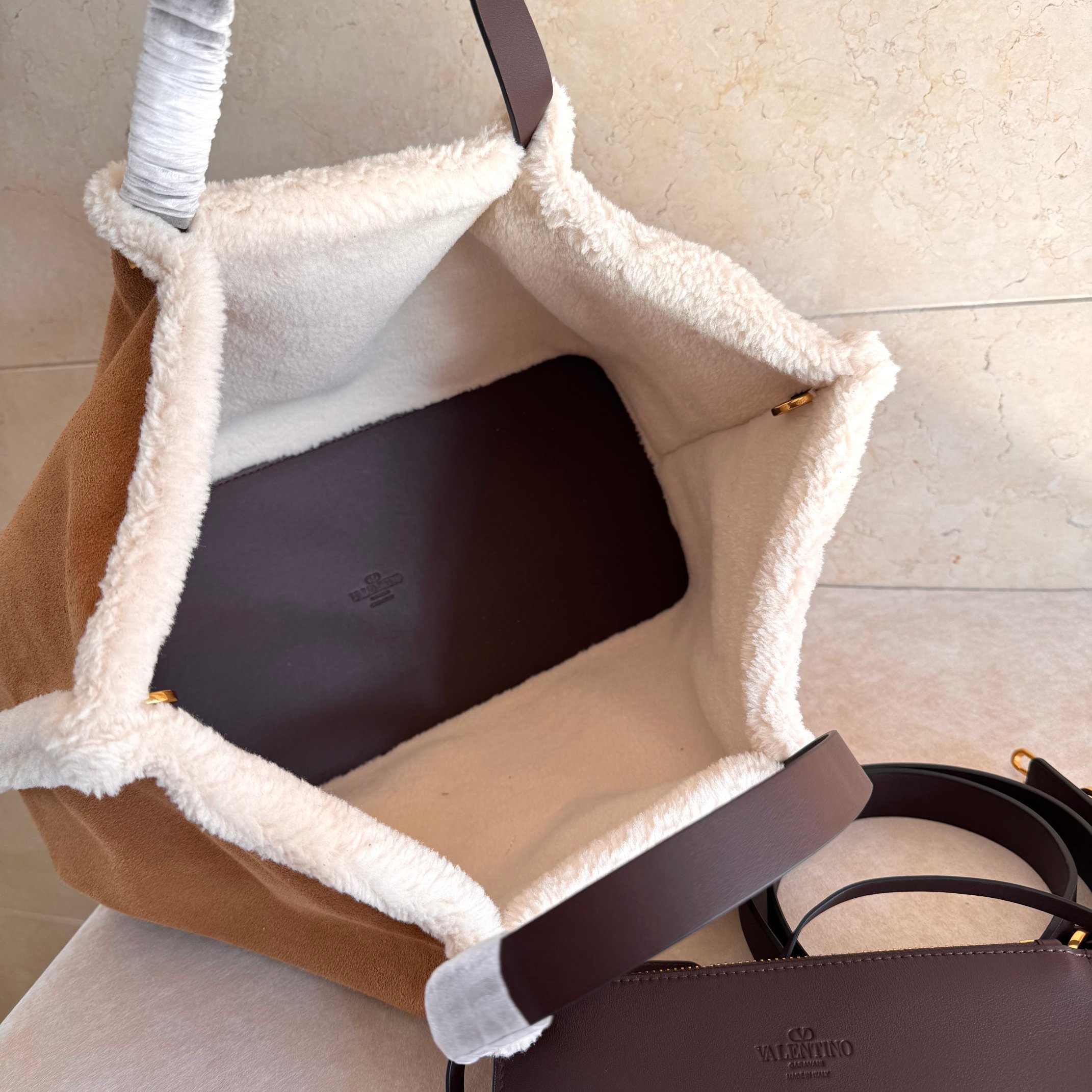 [TOP] VALENTINO Tote Bag 25x18x12cm/35x25x17cm - Brown