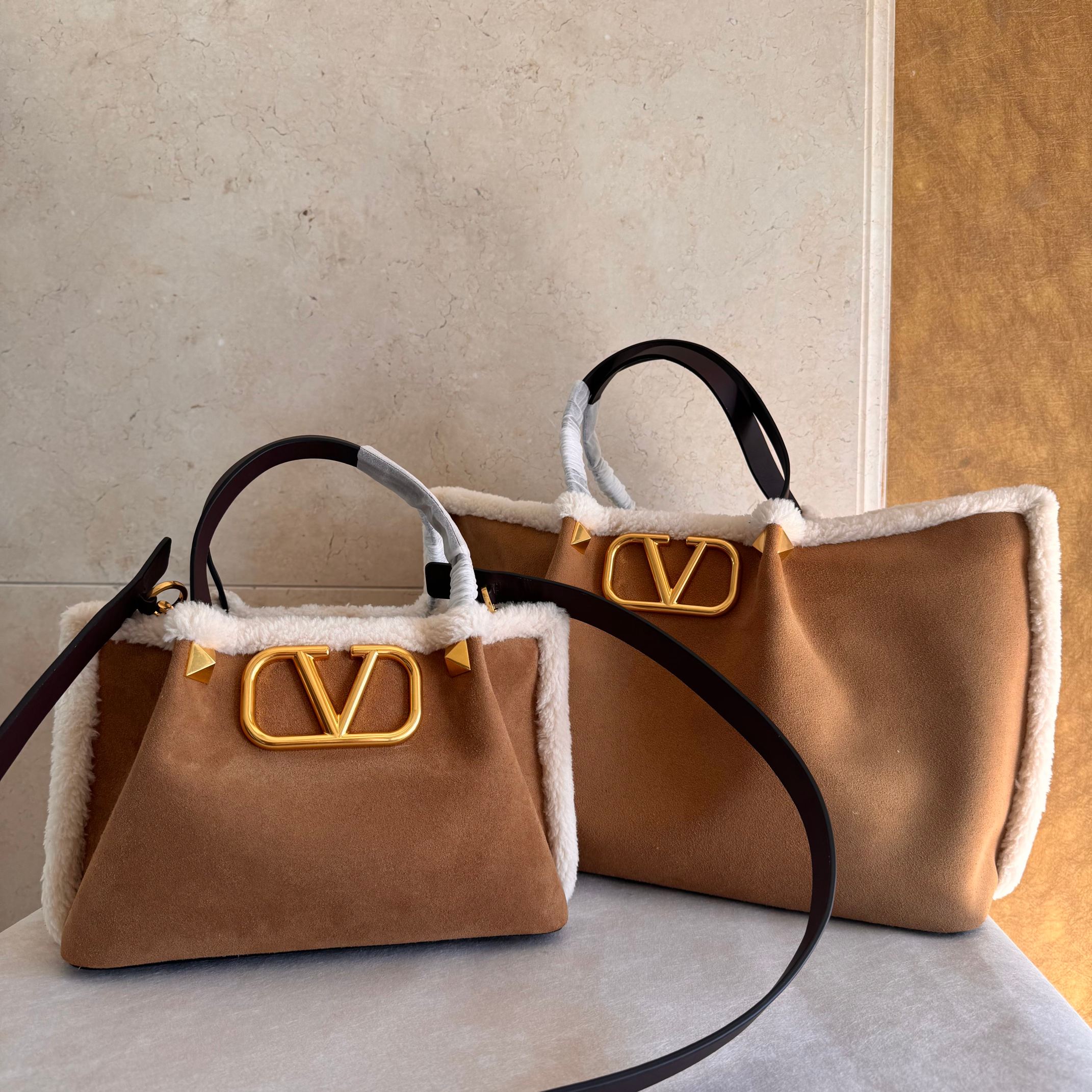 [TOP] VALENTINO Tote Bag 25x18x12cm/35x25x17cm - Brown
