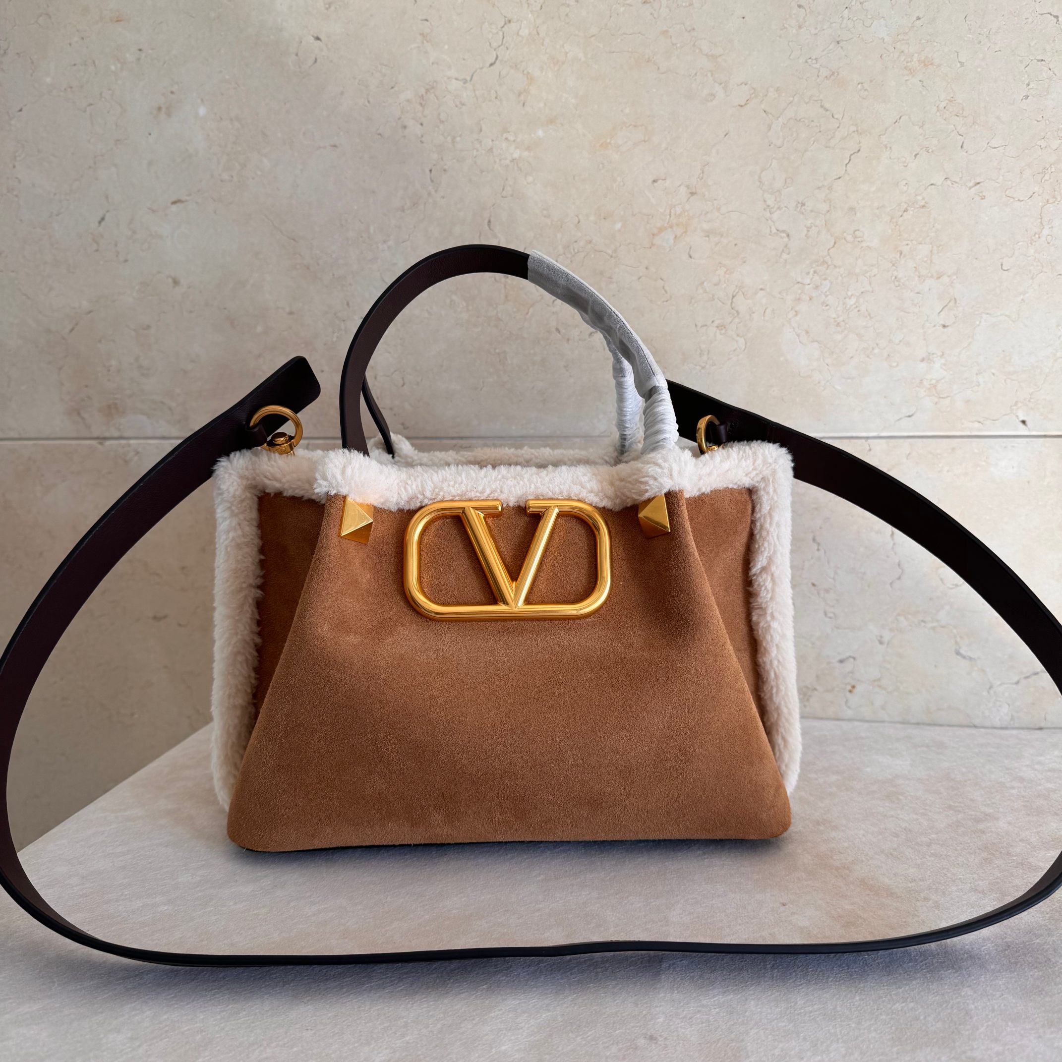 [TOP] VALENTINO Tote Bag 25x18x12cm/35x25x17cm - Brown