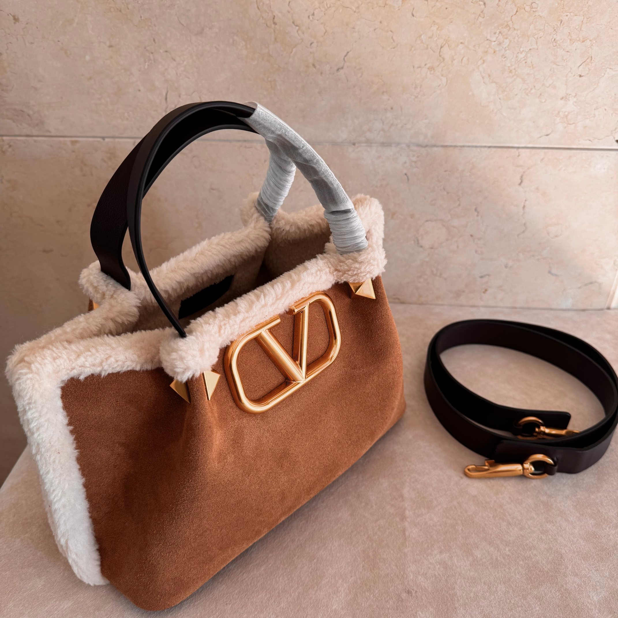 [TOP] VALENTINO Tote Bag 25x18x12cm/35x25x17cm - Brown