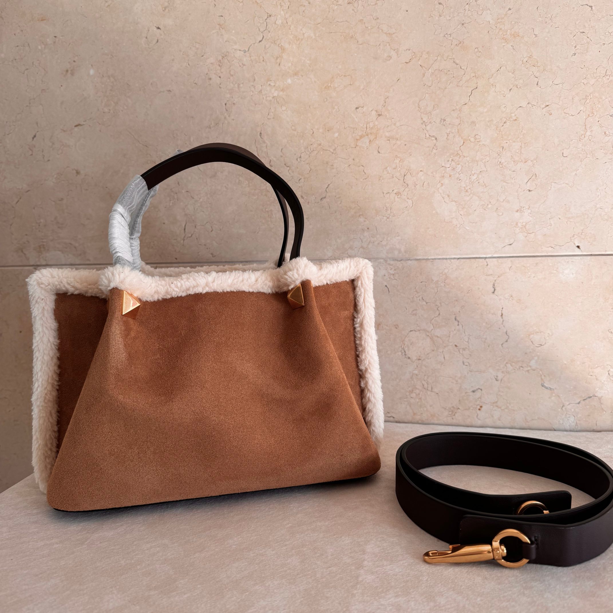 [TOP] VALENTINO Tote Bag 25x18x12cm/35x25x17cm - Brown