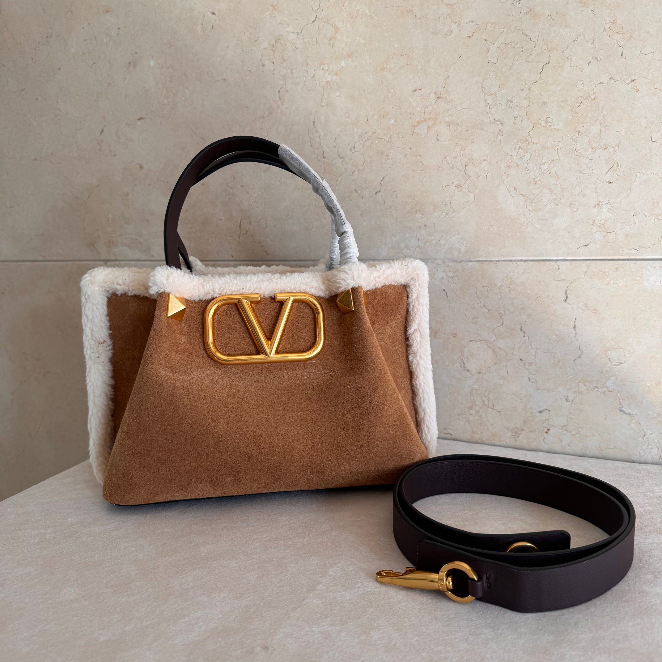 [TOP] VALENTINO Tote Bag 25x18x12cm/35x25x17cm - Brown