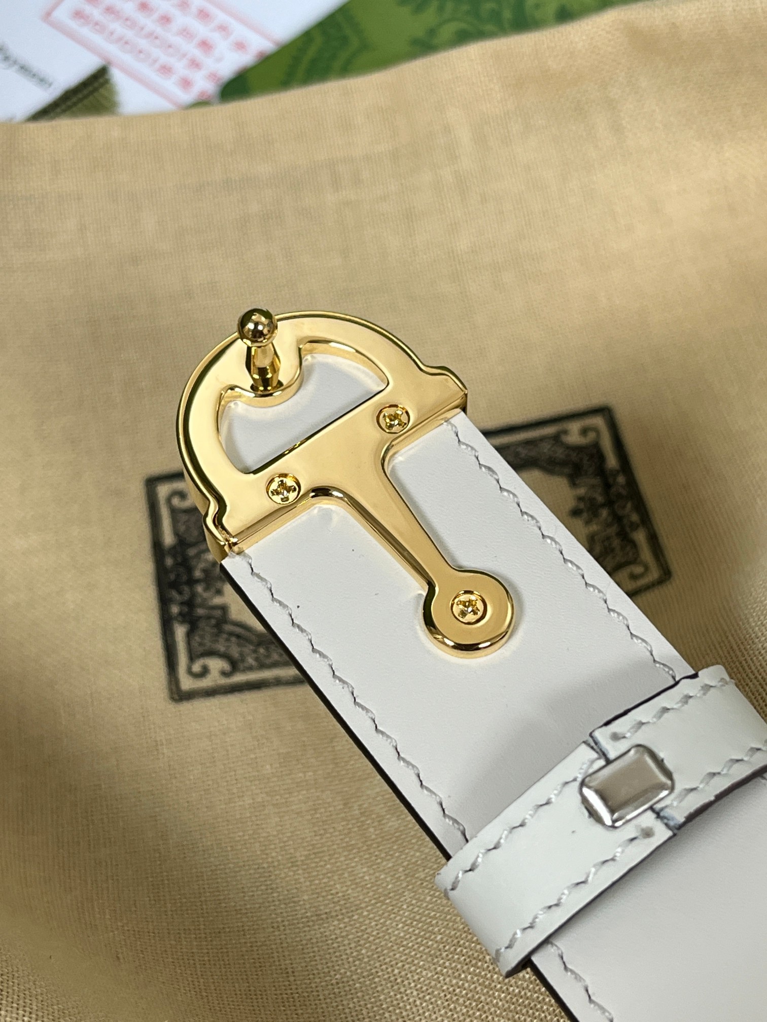 [TOP] GUCCI Classic Leather Belt - 3.0cm - White