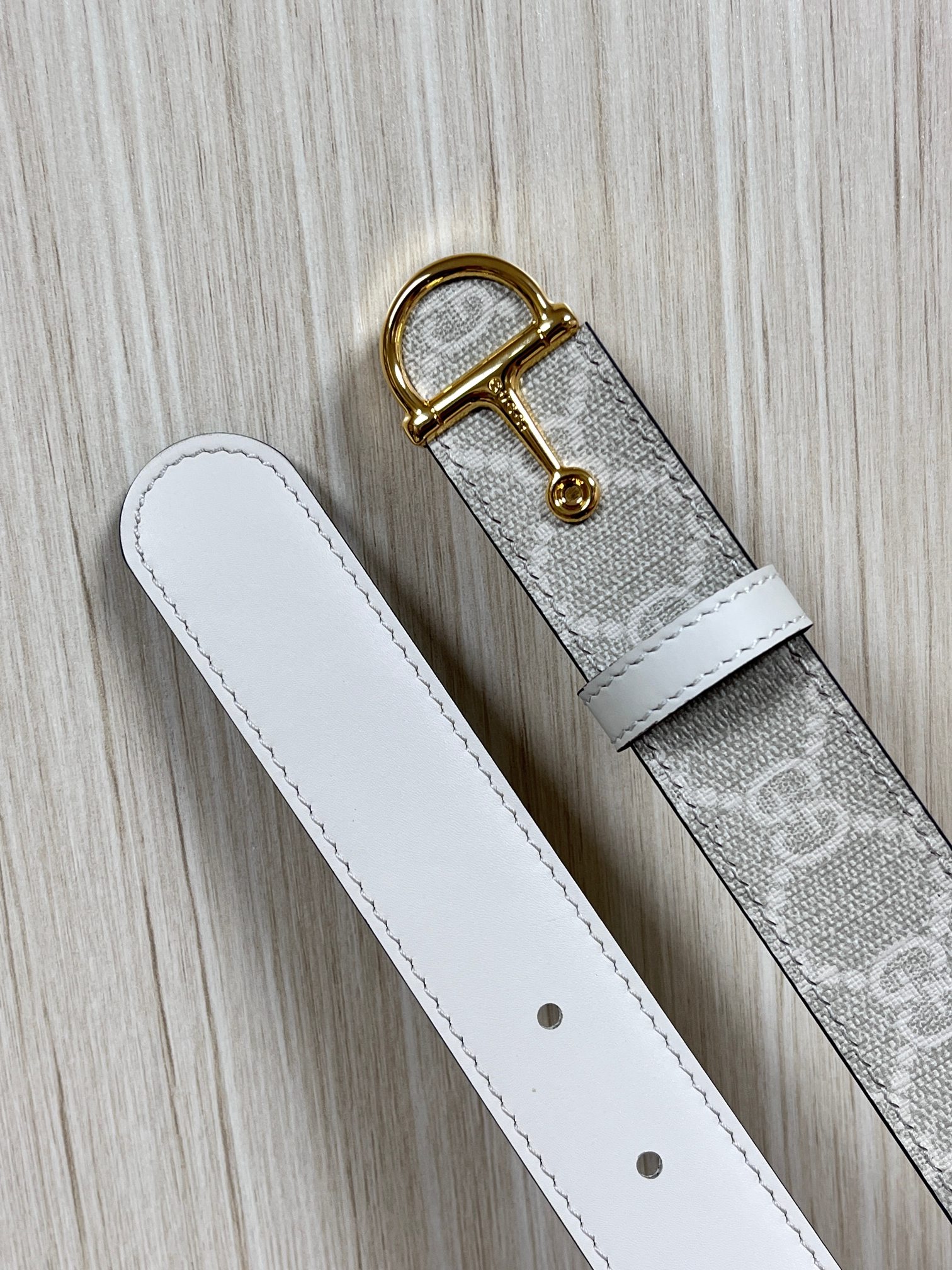 [TOP] GUCCI Classic Leather Belt - 3.0cm - White