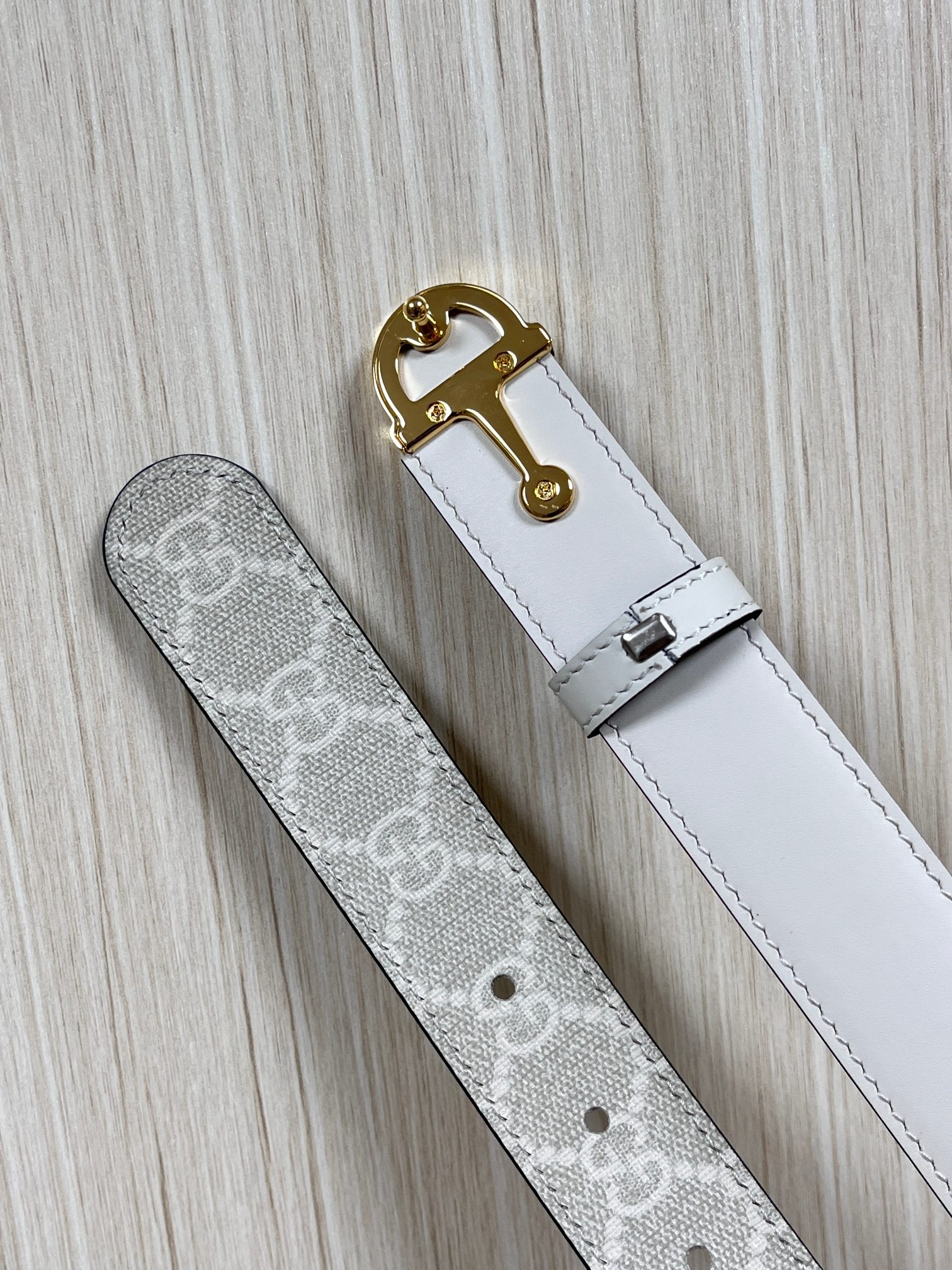 [TOP] GUCCI Classic Leather Belt - 3.0cm - White