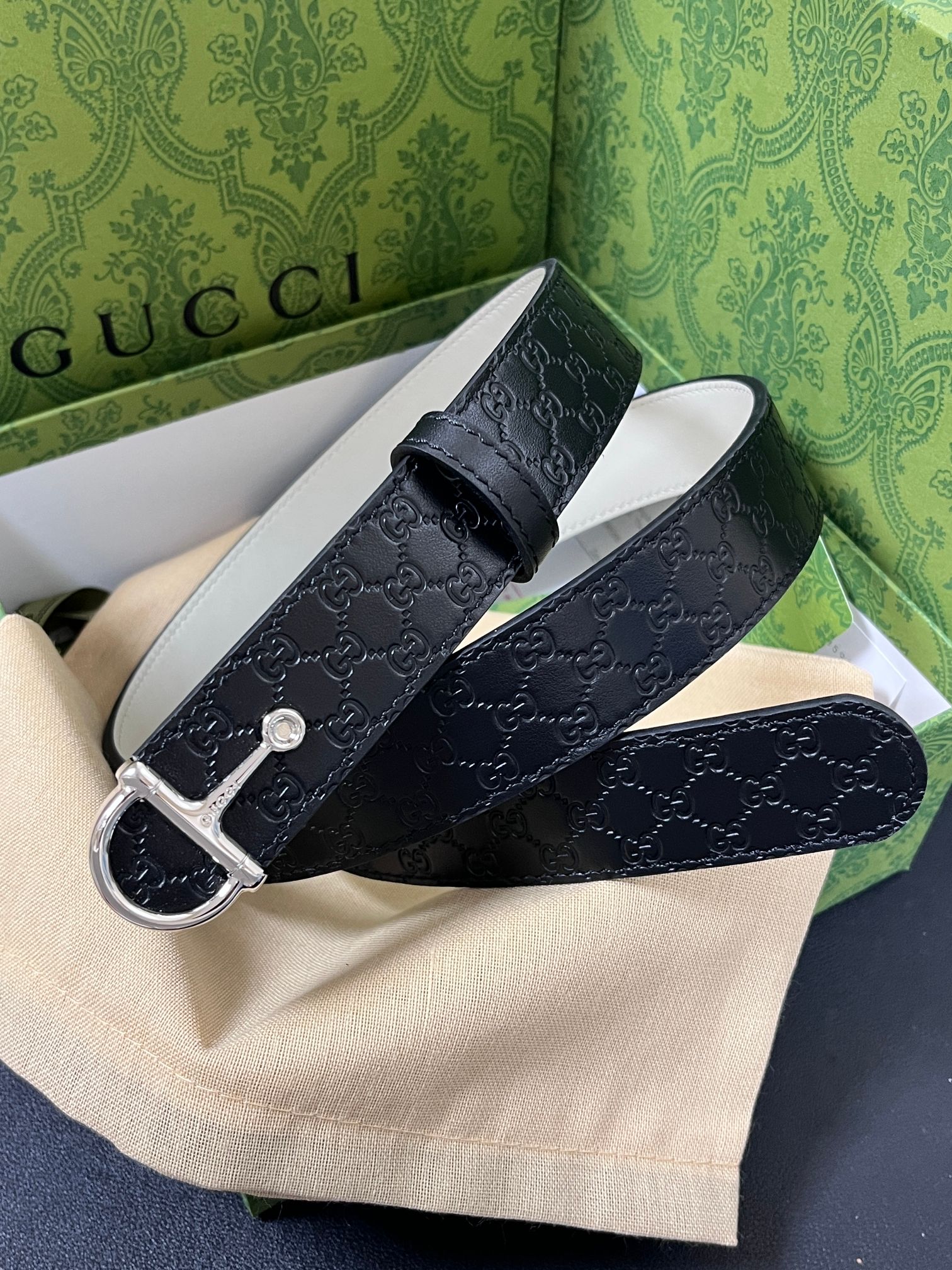 [TOP] GUCCI Classic Leather Belt - 3.0cm - Black