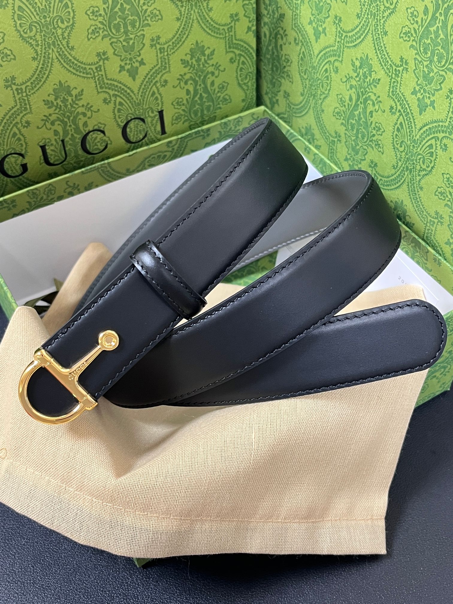 [TOP] GUCCI Classic Leather Belt - 3.0cm - Black