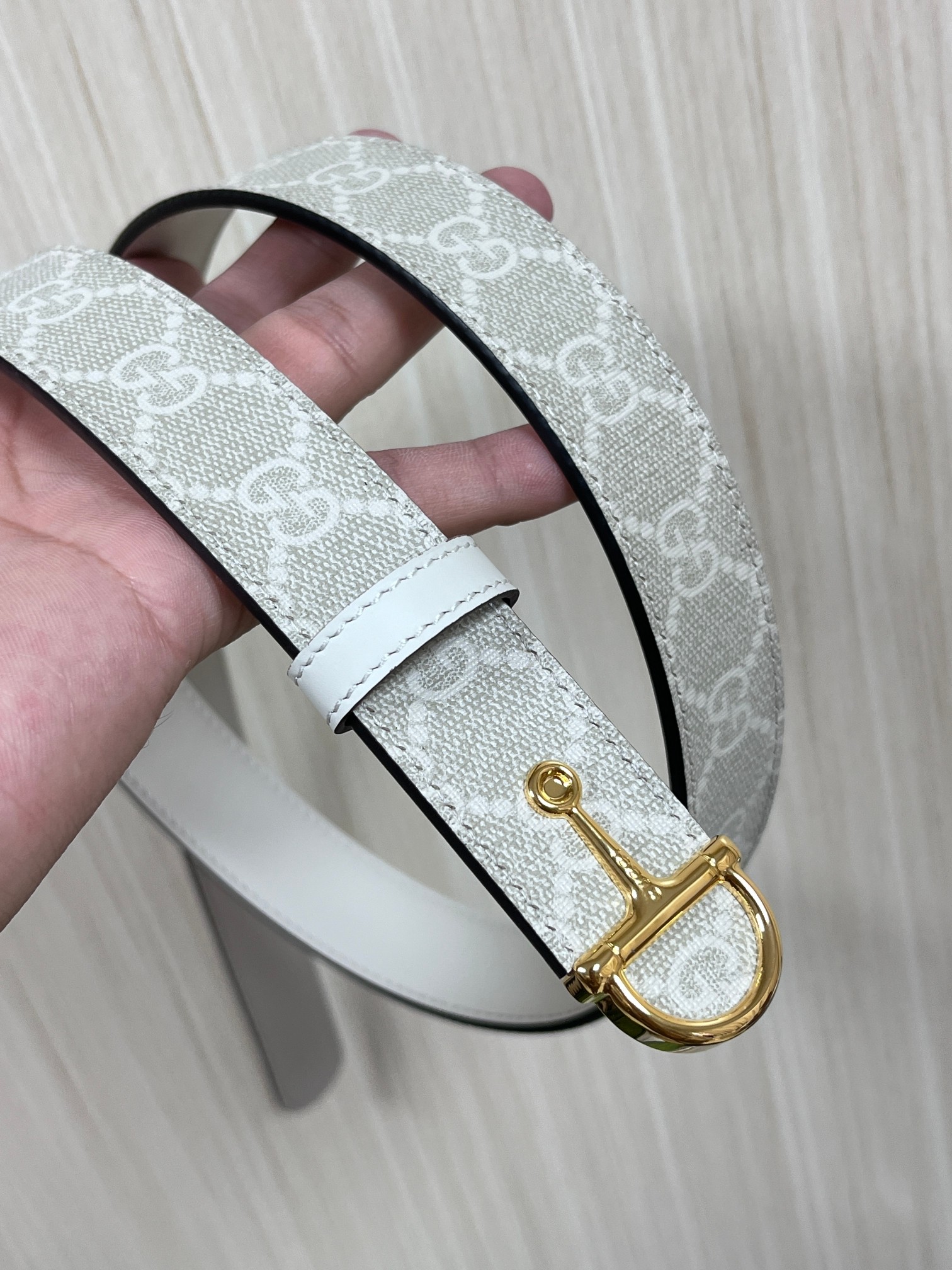 [TOP] GUCCI Classic Leather Belt - 3.0cm - White